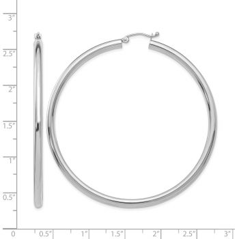 Extra Large 2 3/8 Inch 14K White Gold Hoop Earrings, 3mm Thick 3