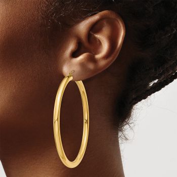 Large 2 3/8 Inch 14K Gold Hoop Earrings (4mm Thick) 5