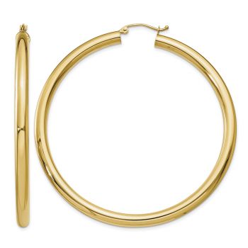 Large 2 3/8 Inch 14K Gold Hoop Earrings (4mm Thick) 2