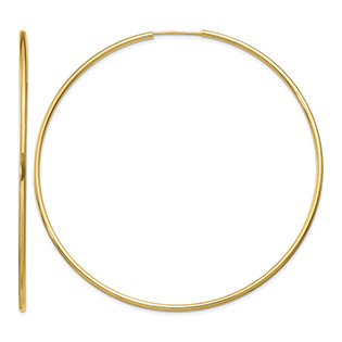 Extra-Large 2 9/16" Over-Sized 14K Gold Hoop Earrings, 1.5mm Thick