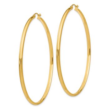 Extra Large 2 9/16 Inch Hoop Earrings in 14K Gold, 2.75mm Thick 2