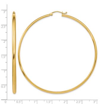 Extra Large 2 9/16 Inch Hoop Earrings in 14K Gold, 2.75mm Thick 3