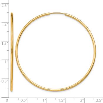 2 Inch Endless Hoop Earrings in 14K Gold, 1.5mm Thick 3
