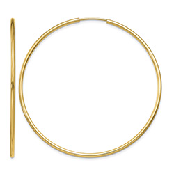 2 Inch Endless Hoop Earrings in 14K Gold, 1.5mm Thick