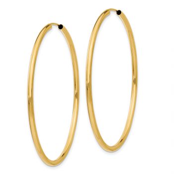 2 Inch Endless Hoop Earrings in 14K Gold, 2mm Thick 2