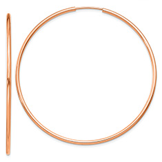 2" 14K Rose Gold Endless Hoop Earrings, 1.5mm Thick