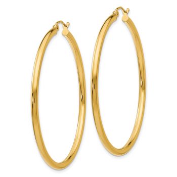 2 Inch Hinged Hoop Earrings in 14K Gold, 2.5mm Thick 2