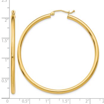 2 Inch Hinged Hoop Earrings in 14K Gold, 2.5mm Thick 3