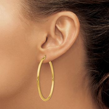 2 Inch Hinged Hoop Earrings in 14K Gold, 2.5mm Thick 4