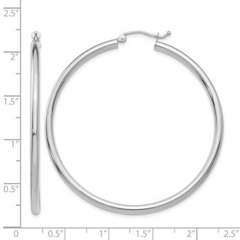 2 Inch 14K White Gold Hoop Earrings, 2.5mm Thick 3