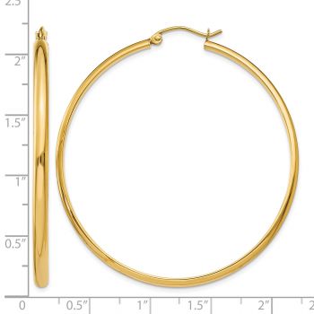 2 Inch 14K Gold Traditional Hoop Earrings, 2.75mm Thick 3