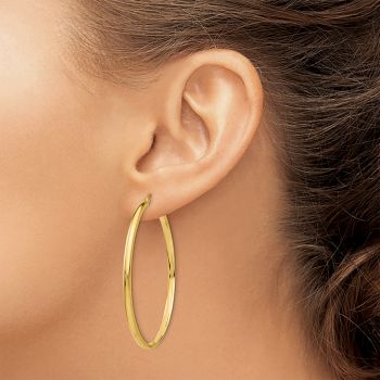 2 Inch 14K Gold Traditional Hoop Earrings, 2.75mm Thick 4