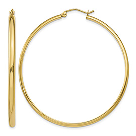 2 Inch 14K Gold Traditional Hoop Earrings, 2.75mm Thick