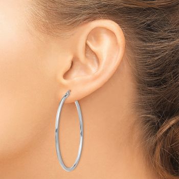 2 Inch Polished Hoop Earrings in 14K White Gold, 2mm Thick 4