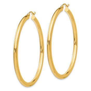 2 Inch Traditional Hoop Earrings in 14K Gold, 3mm Thick 2