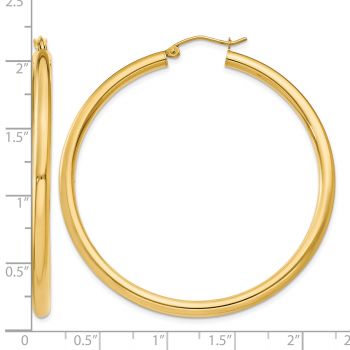 2 Inch Traditional Hoop Earrings in 14K Gold, 3mm Thick 3