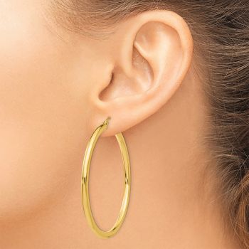 2 Inch Traditional Hoop Earrings in 14K Gold, 3mm Thick 4