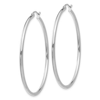 14K White Gold Hoop Earrings - 2