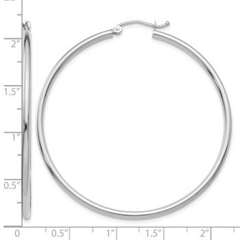 14K White Gold Hoop Earrings - 2