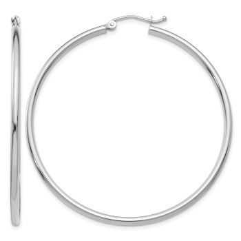 14K White Gold Hoop Earrings - 2