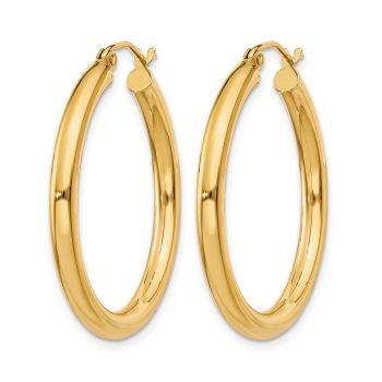18K Gold 1-Inch Italian Hoop Earrings 2