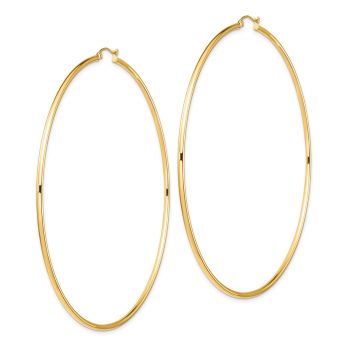 XXXL 3 1/2 Inch Lightweight Hoop Earrings in 14K Gold, 2mm Thick 2