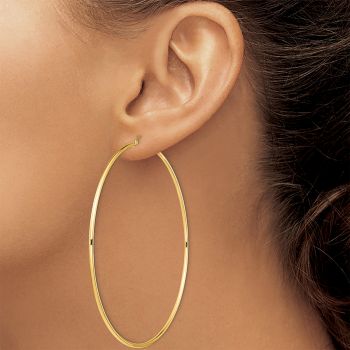 XXXL 3 1/2 Inch Lightweight Hoop Earrings in 14K Gold, 2mm Thick 4