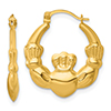3/4" 14K Gold Claddagh Hoop Earrings