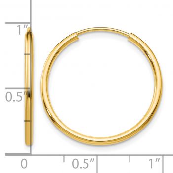3/4 Inch Endless Hoop Earrings in 14K Gold, 1.5mm Thick 3