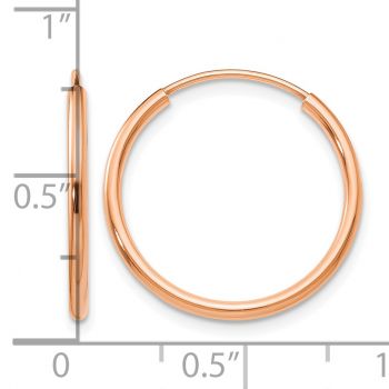 3/4 Inch Endless Hoop Earrings in 14K Rose Gold, 1.5mm Thick 3