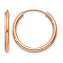 3/4" Endless Hoop Earrings in 14K Rose Gold, 2mm Thick
