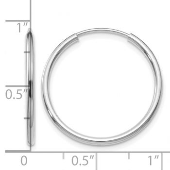 3/4 Inch Endless Hoop Earrings in 14K White Gold, 1.5mm Thick 3