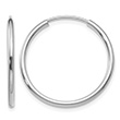 3/4 Inch Endless Hoop Earrings in 14K White Gold, 1.5mm Thick
