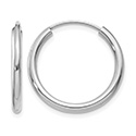 3/4" 14K White Gold Endless Hoop Earrings, 2mm Thick