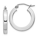 3/4" Flat-Edge Square Hoop Earrings in 14K White Gold