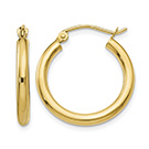 3/4 Inch Hinged Hoop Earrings in 14K Gold, 2.5mm Thick