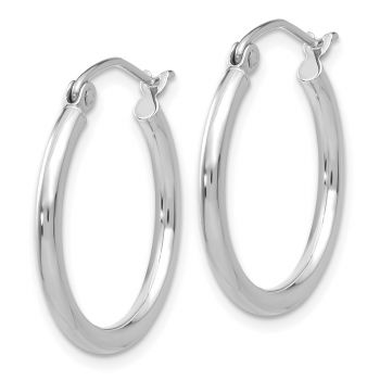 3/4 Inch 14K White Gold 2mm Round Hoop Earrings 2