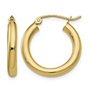 14K Gold Hoop Earrings - 3/4" Diameter (3mm Thickness)