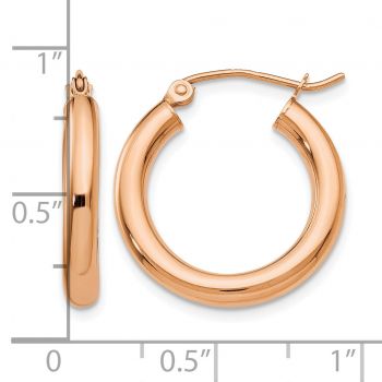 14K Rose Gold Lightweight Hoop Earrings, 3/4