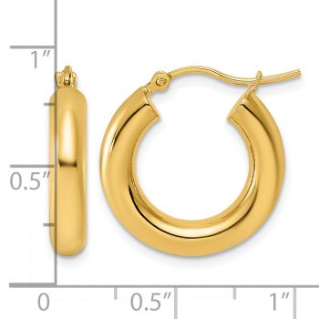 3/4 Inch Hinged Hoop Earrings in 14K Gold, 4mm Thick 3
