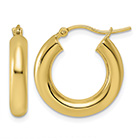 3/4 Inch Hinged Hoop Earrings in 14K Gold, 4mm Thick