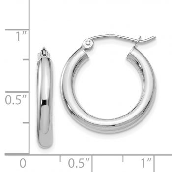14K White Gold Hoop Earrings - 3/4