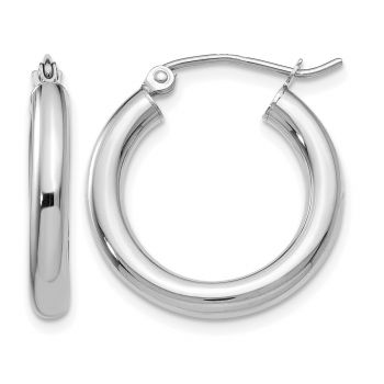 14K White Gold Hoop Earrings - 3/4