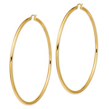 XXXL Extra Large 3 9/16 Inch 14K Gold Hinged Hoop Earrings, 3mm Thick 2