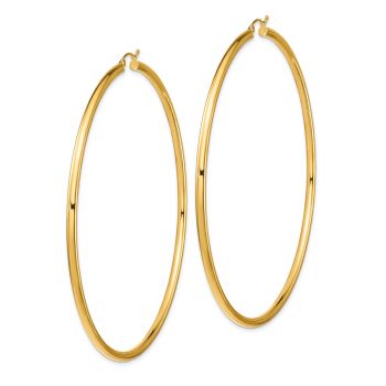 Extra Extra Large 3 9/16 Inch Lightweight Hoop Earrings in 14K Gold, 3mm Thick 2