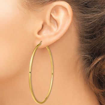 Extra Extra Large 3 9/16 Inch Lightweight Hoop Earrings in 14K Gold, 3mm Thick 4