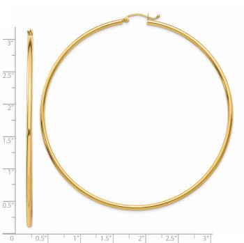 Extra Large 3 Inch 14K Gold Lightweight Hoop Earrings, 2mm Thick 3