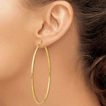 Extra Large 3 Inch 14K Gold Lightweight Hoop Earrings, 2mm Thick 4