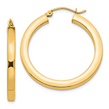 1 3/16" 14K Gold Flat Tube Hoop Earrings