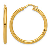 18K Gold Italian 1 3/16" Hinged Hoop Earrings